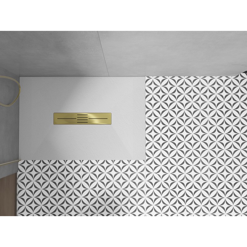 Mexen Toro rectangular SMC shower tray 100 x 70 cm, white, gold cover - 43107010-G