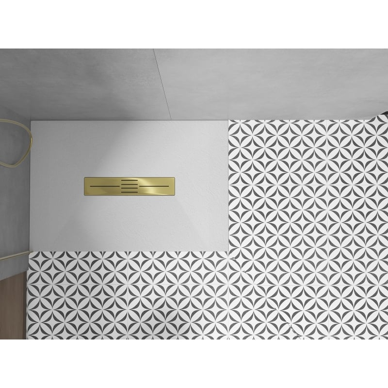 Mexen Toro rectangular SMC shower tray 140 x 70 cm, white, gold cover - 43107014-G