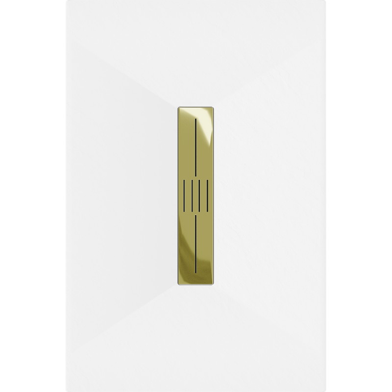 Mexen Toro rectangular SMC shower tray 120 x 70 cm, white, gold cover plate - 43107012-G