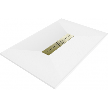 Mexen Toro rectangular SMC shower tray 120 x 80 cm, white, gold cover - 43108012-G