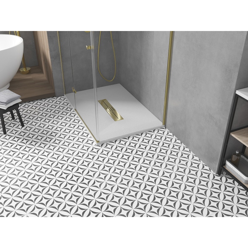 Mexen Toro rectangular SMC shower tray 130 x 80 cm, white, gold cover - 43108013-G