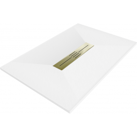 Mexen Toro rectangular SMC shower tray 100 x 90 cm, white, gold cover - 43109010-G