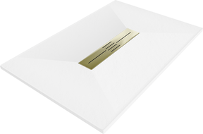 Mexen Toro rectangular SMC shower tray 140 x 90 cm, white, gold cover - 43109014-G