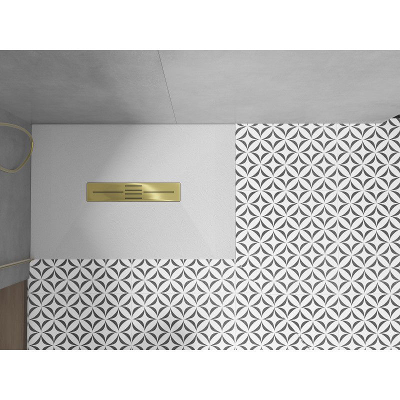 Mexen Toro rectangular SMC shower tray 120 x 90 cm, white, gold cover - 43109012-G