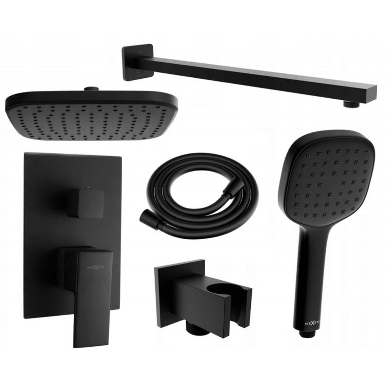 Mexen Uno DR33 flush-mount shower set, Black - 71435DR33-70