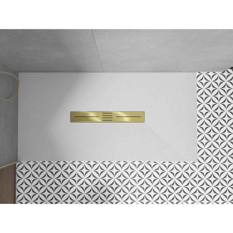 Mexen Toro rectangular SMC shower tray 150 x 70 cm, white, gold cover - 43107015-G