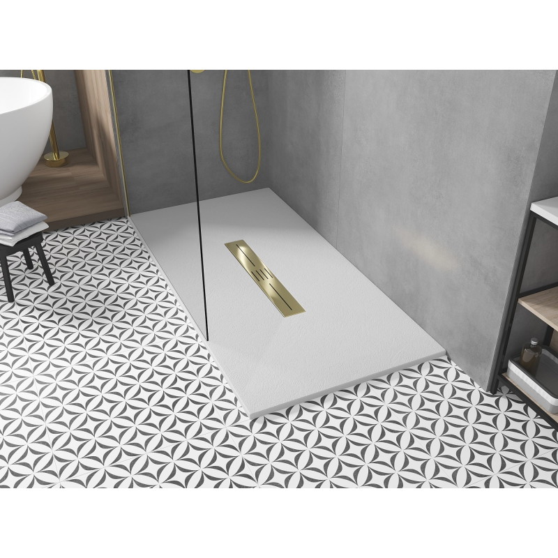 Mexen Toro rectangular SMC shower tray 160 x 70 cm, white, gold cover - 43107016-G