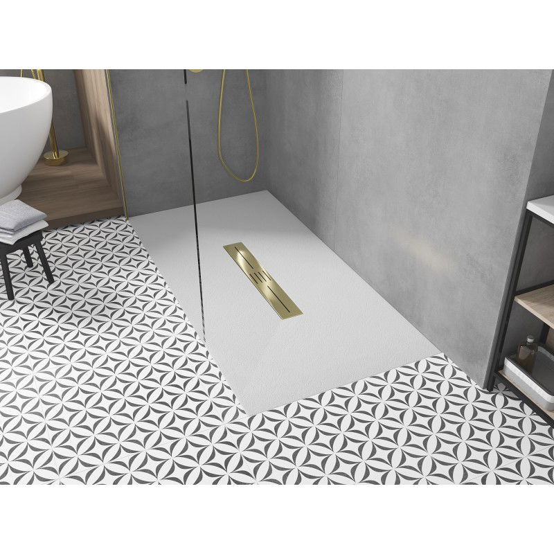 Mexen Toro rectangular SMC shower tray 150 x 70 cm, white, gold cover - 43107015-G