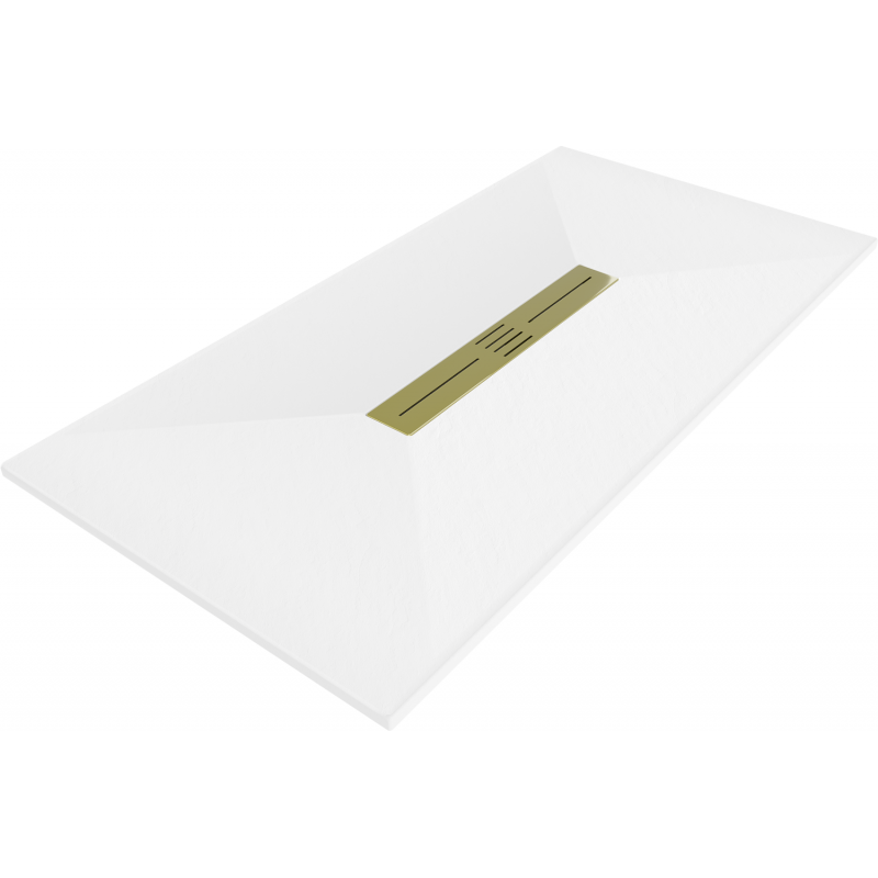 Mexen Toro Rectangular Shower Tray SMC 160 x 80 cm, White, Gold Cover - 43108016-G