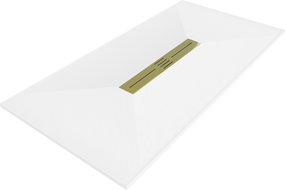 Mexen Toro Rectangular Shower Tray SMC 160 x 80 cm, White, Gold Cover - 43108016-G