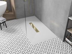 Mexen Toro rectangular SMC shower tray 160 x 80 cm, white, gold cover - 43108016-G