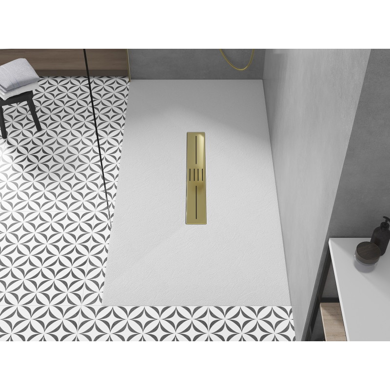 Mexen Toro rectangular shower tray SMC 180 x 80 cm, white, gold cover - 43108018-G