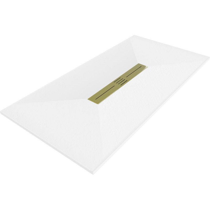 Mexen Toro rectangular SMC shower tray 200 x 80 cm, white, gold cover - 43108020-G