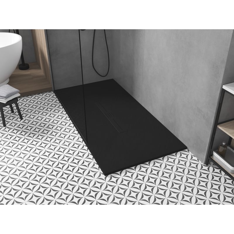 Mexen Toro rectangular SMC shower tray 180 x 80 cm, black, black cover - 43708018-B