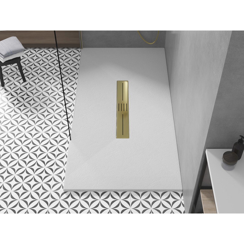 Mexen Toro rectangular SMC shower tray 200 x 80 cm, white, gold cover - 43108020-G