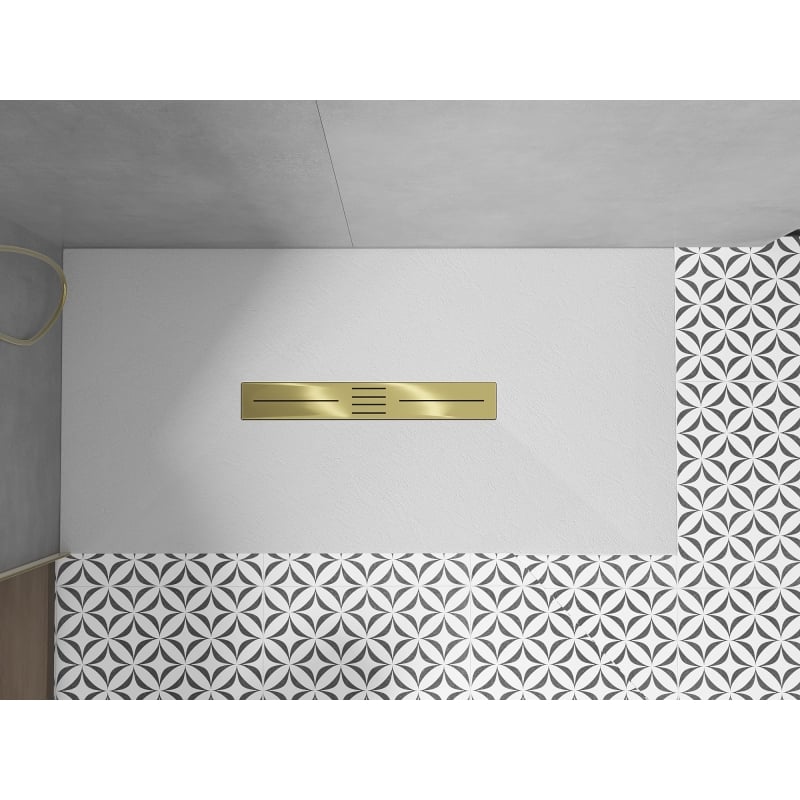 Mexen Toro rectangular SMC shower tray 150 x 90 cm, white, gold cover - 43109015-G