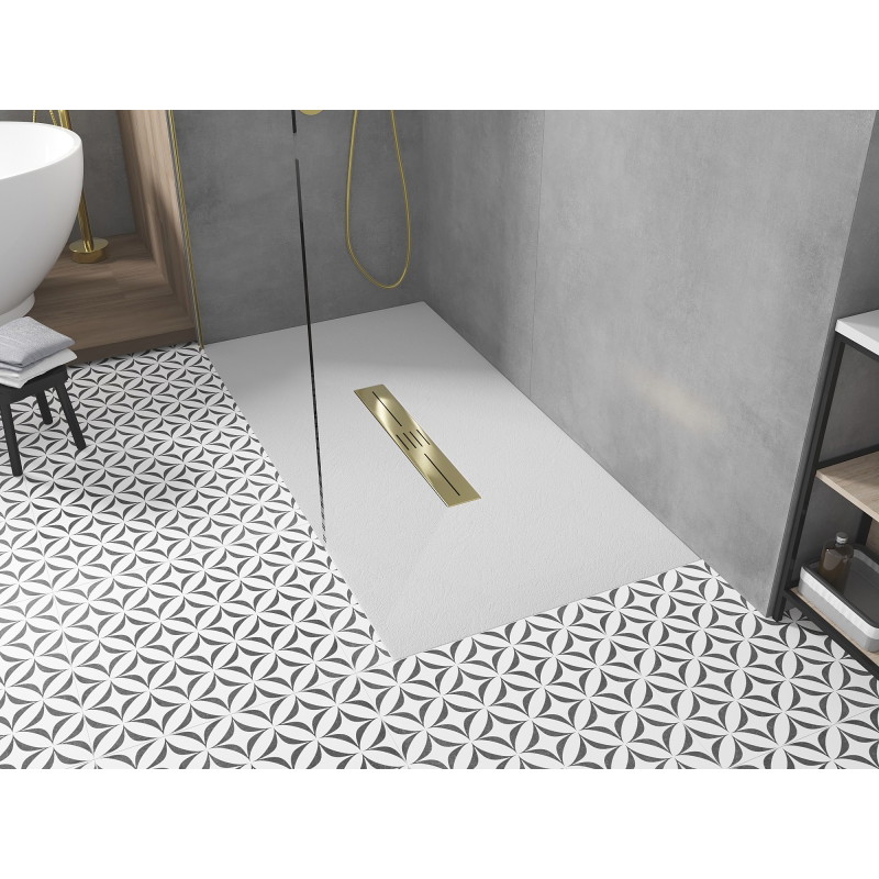 Mexen Toro rectangular SMC shower tray 170 x 90 cm, white, gold cover - 43109017-G