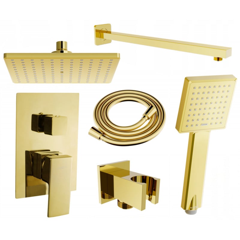 Mexen Uno DR45 flush-mount shower set, Gold - 71435DR45-50