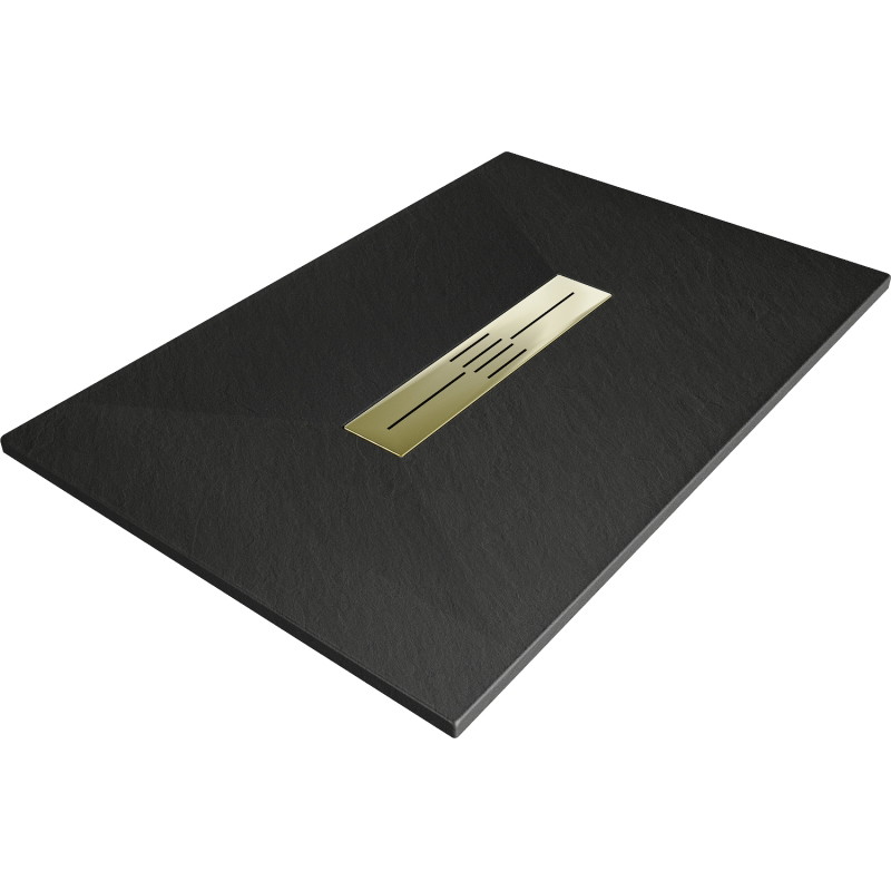 Mexen Toro rectangular SMC shower tray 140 x 70 cm, black, gold cover - 43707014-G