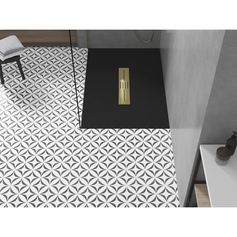 Mexen Toro rectangular shower tray SMC 140 x 70 cm, black, golden cover - 43707014-G