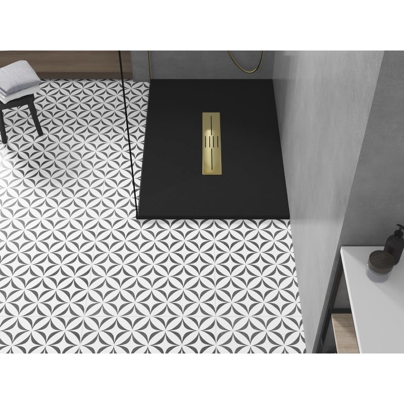 Mexen Toro rectangular shower tray SMC 140 x 70 cm, black, golden cover - 43707014-G