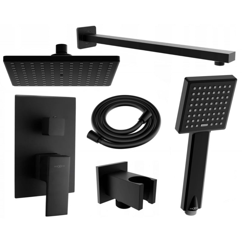 Mexen Uno DR45 flush-mount shower set, Black - 71435DR45-70