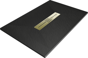 Mexen Toro rectangular SMC shower tray 100 x 80 cm, black, gold cover - 43708010-G
