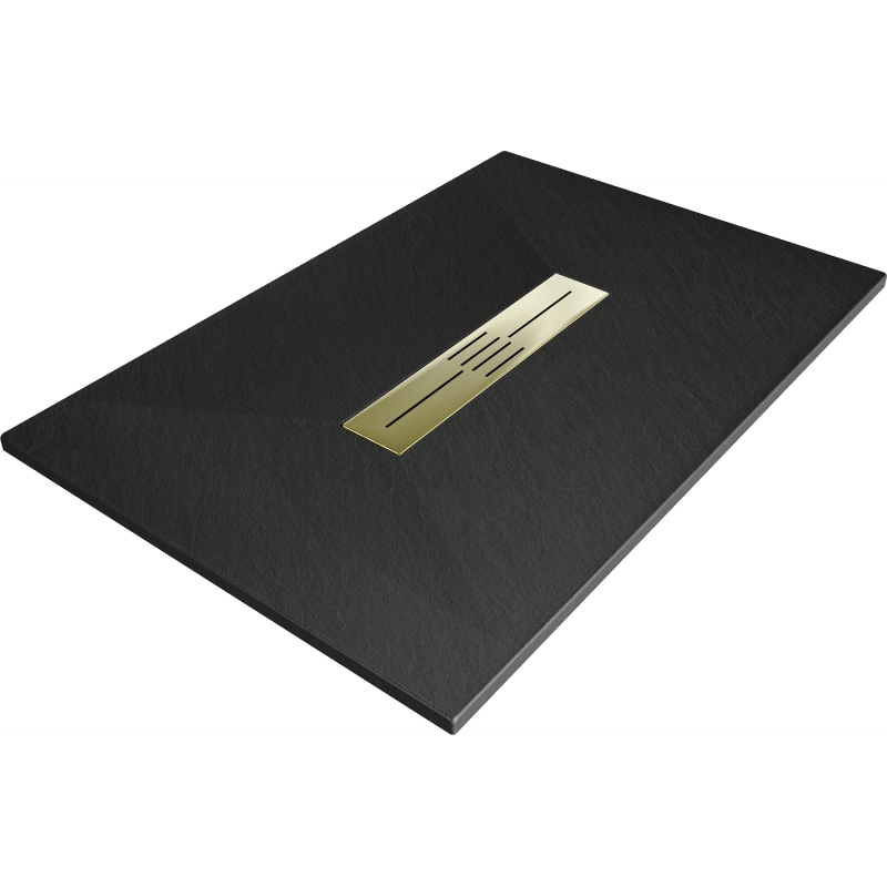 Mexen Toro rectangular shower tray SMC 140 x 80 cm, black, gold cover - 43708014-G