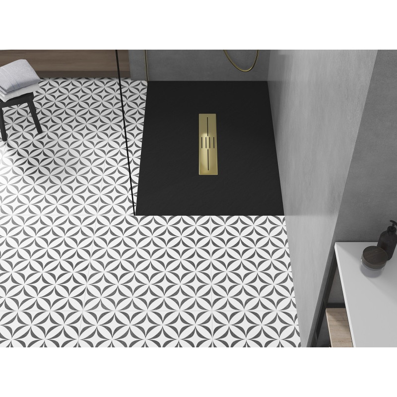 Mexen Toro rectangular shower tray SMC 140 x 80 cm, black, golden cover - 43708014-G