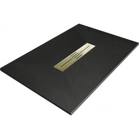 Mexen Toro Rectangular Shower Tray SMC 100 x 90 cm, Black, Gold Cover - 43709010-G