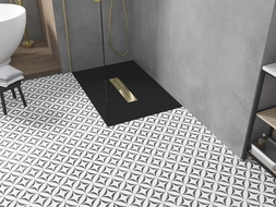 Mexen Toro Rectangular Shower Tray SMC 100 x 90 cm, Black, Gold Cover - 43709010-G