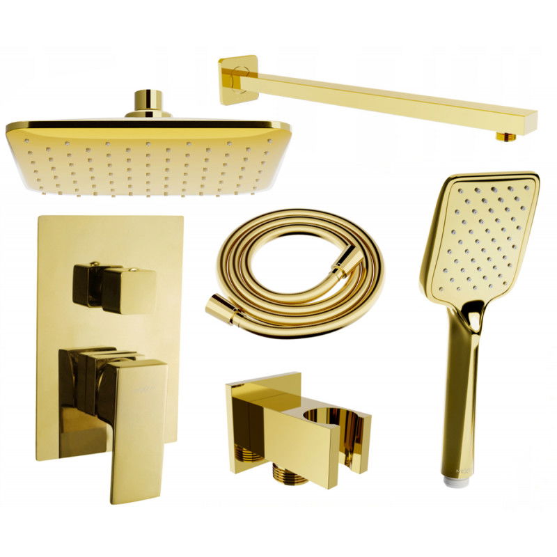 Mexen Uno DR62 flush-mount shower set, Gold - 71435DR62-50
