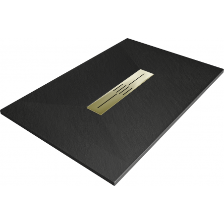 Mexen Toro SMC Rectangular Shower Tray 120 x 90 cm, Black, Gold Cover - 43709012-G