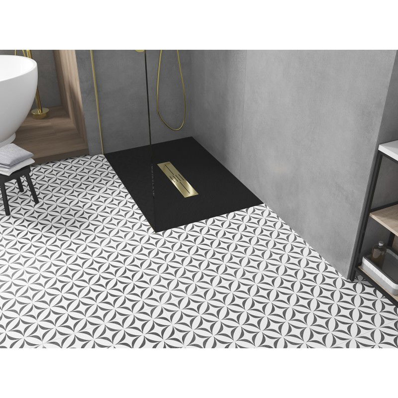 Mexen Toro rectangular shower tray SMC 130 x 90 cm, black, gold cover - 43709013-G