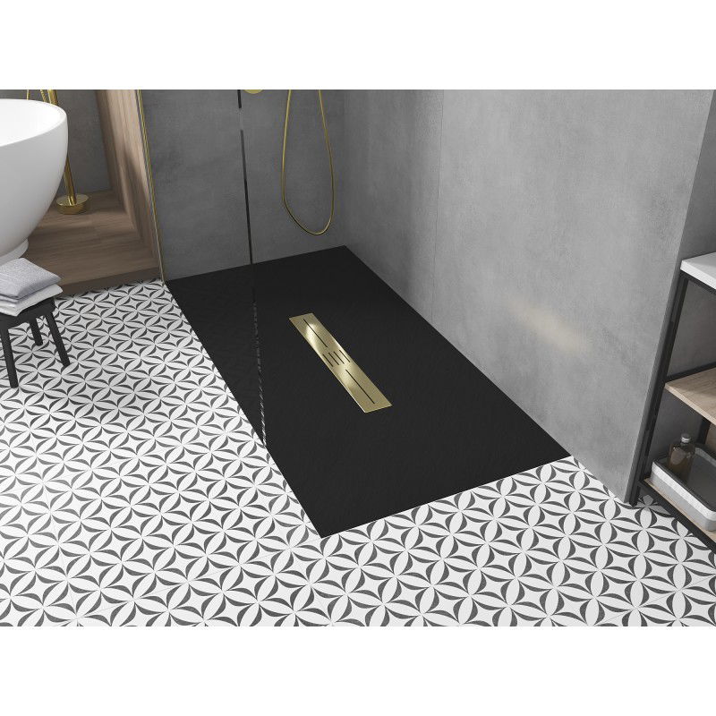 Mexen Toro rectangular shower tray SMC 150 x 70 cm, black, gold cover - 43707015-G