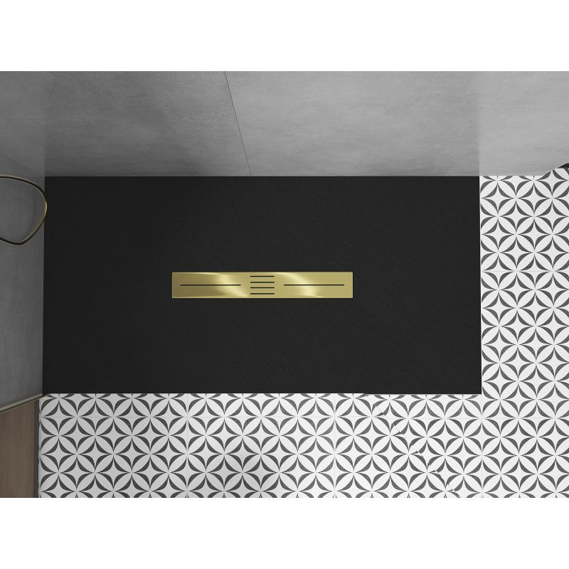 Mexen Toro rectangular shower tray SMC 160 x 70 cm, black, gold cover - 43707016-G