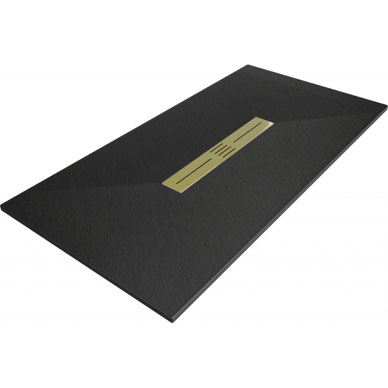 Mexen Toro Rectangular Shower Tray SMC 150 x 80 cm, Black, Gold Cover - 43708015-G