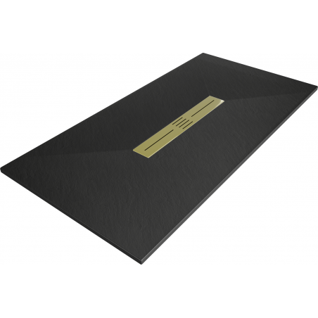 Mexen Toro rectangular SMC shower tray 150 x 80 cm, black, gold cover - 43708015-G