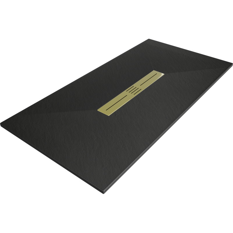 Mexen Toro rectangular SMC shower tray 200 x 80 cm, black, gold cover - 43708020-G