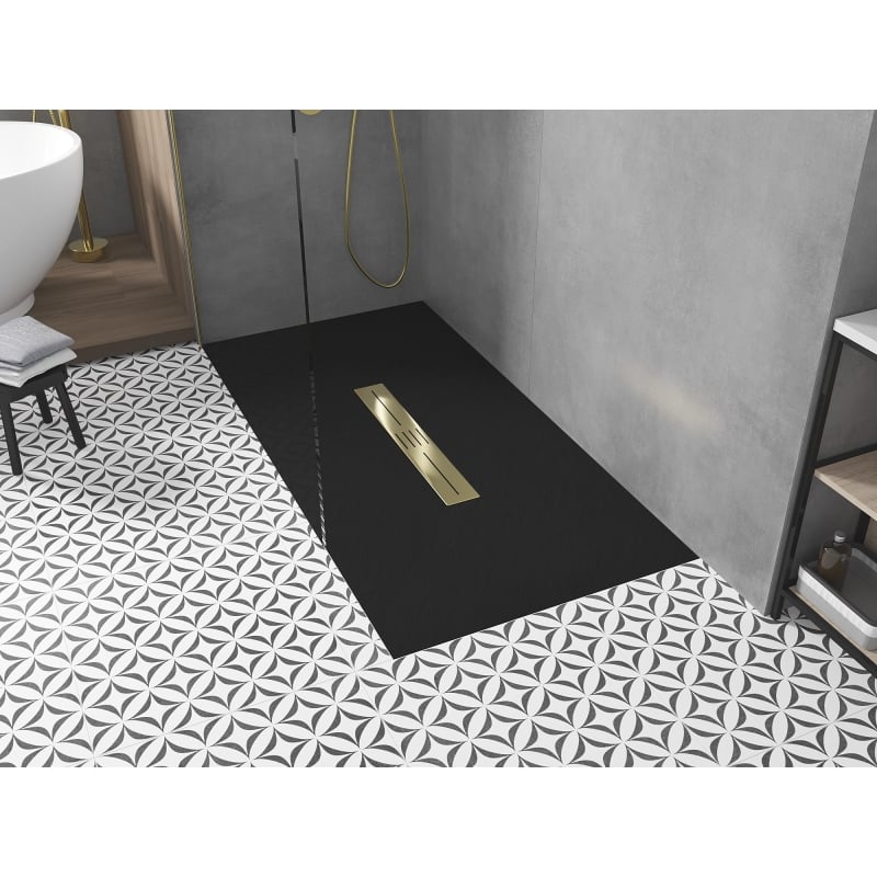 Mexen Toro rectangular SMC shower tray 170 x 80 cm, black, gold cover - 43708017-G
