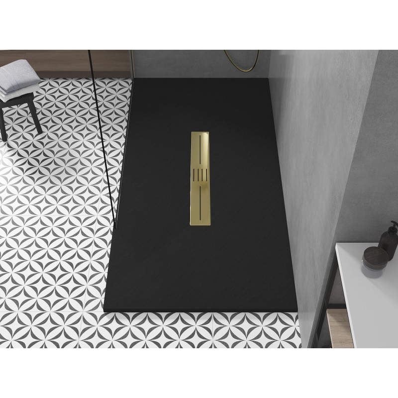 Mexen Toro rectangular SMC shower tray 200 x 80 cm, black, gold cover - 43708020-G