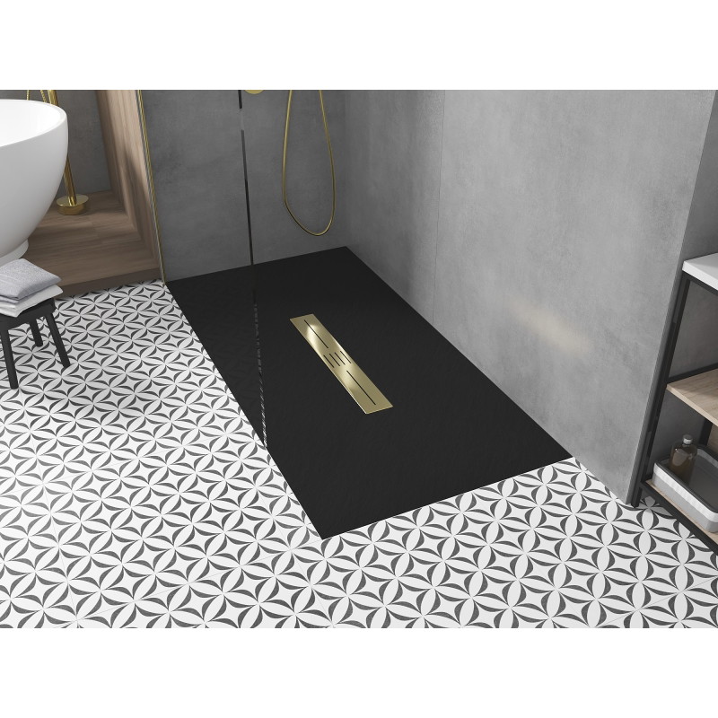 Mexen Toro rectangular SMC shower tray 150 x 90 cm, black, golden cover - 43709015-G