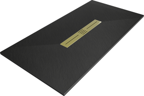 Mexen Toro Rectangular Shower Tray SMC 150 x 90 cm, Black, Gold Cover - 43709015-G