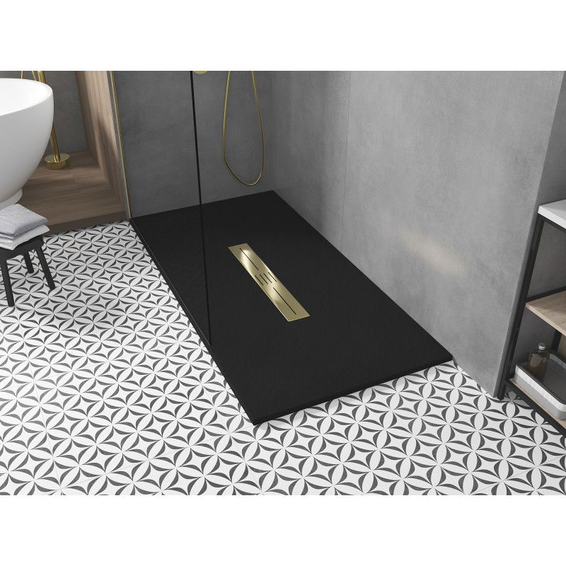 Mexen Toro rectangular shower tray SMC 180 x 90 cm, black, gold cover - 43709018-G
