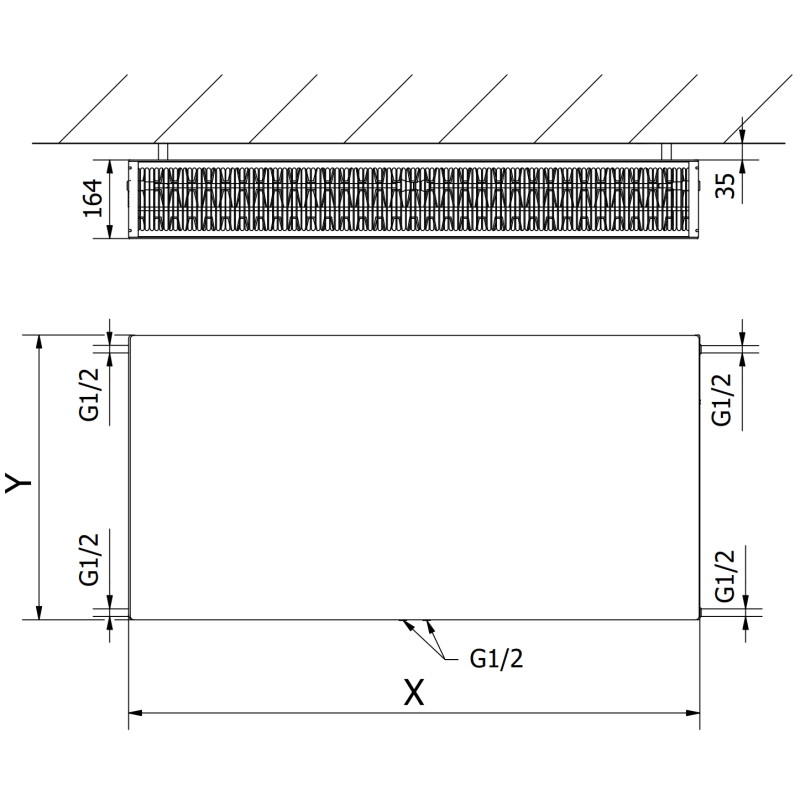 Mexen CCF33 Flat panel radiator 400 x 900 mm, bottom center connection, 1423 W, black - W6C33F-040-090-70