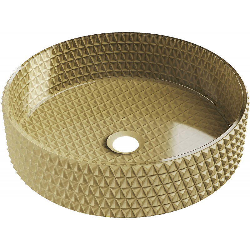 Mexen Aura glass worktop washbasin 39 x 39 cm, gold - 24013950