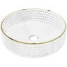 Mexen Aura glass worktop washbasin 39 x 39 cm, transparent/gold - 24013905