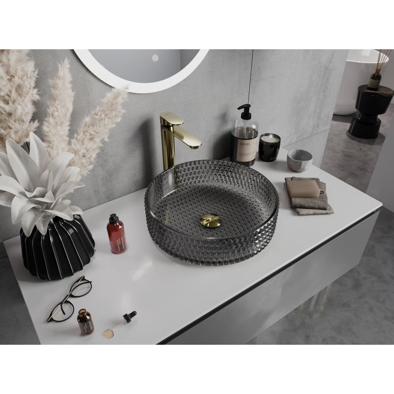 Mexen Aura glass countertop washbasin 39 x 39 cm, black - 24013970