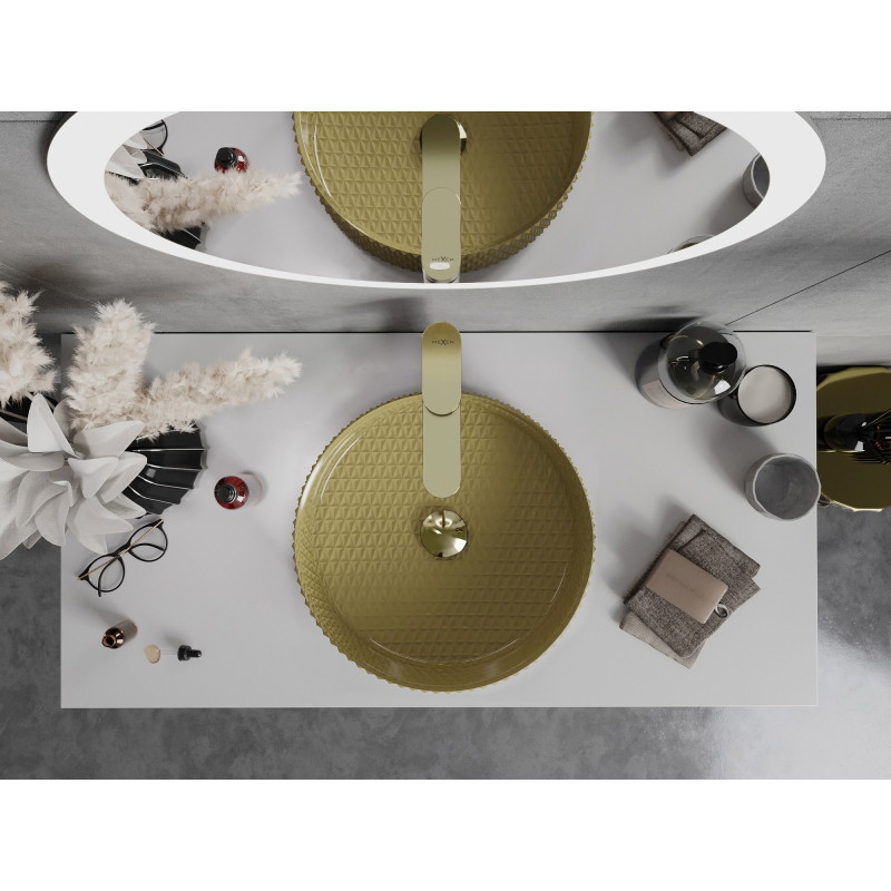 Mexen Aura glass countertop sink 39 x 39 cm, gold - 24013950