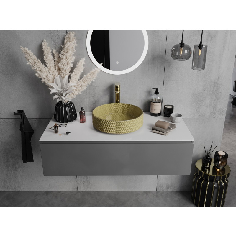 Mexen Aura glass countertop sink 39 x 39 cm, gold - 24013950
